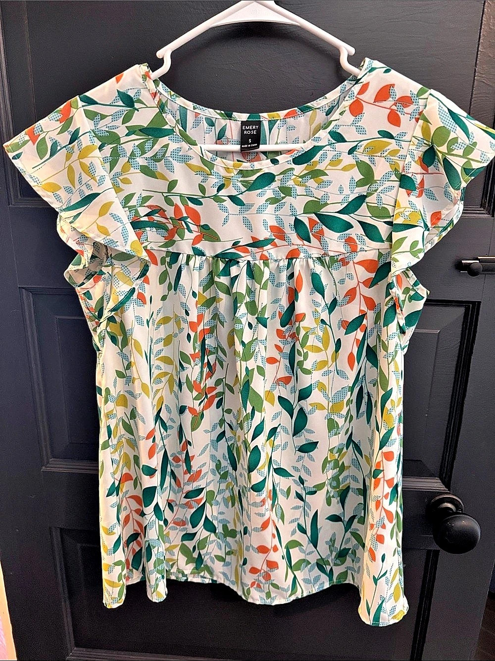 Emery Rose Floral Mini Dress in White & Green Like New
